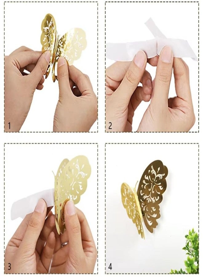 BHOOLU&GOOLU P S Retail 3D PVC Butterflies Animal Wall Stickers (Metallic Golden) - 12pcs - Image 3